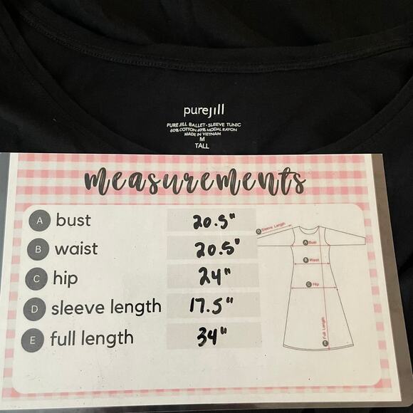 Pure Jill Black Balletcore Tunic Dress M Tall Tencel Modal Soft Scoop Neck - Picture 14 of 14